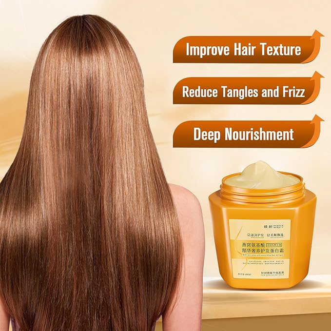 Amino Acid Essence Luxury Nourishing Hair Protein Cream, Amino Acid Moisturizing Repair Hair Care Conditioner, Repairing Essence Hair Mask for Dry, Frizzy, and Damaged Hair (500ml)