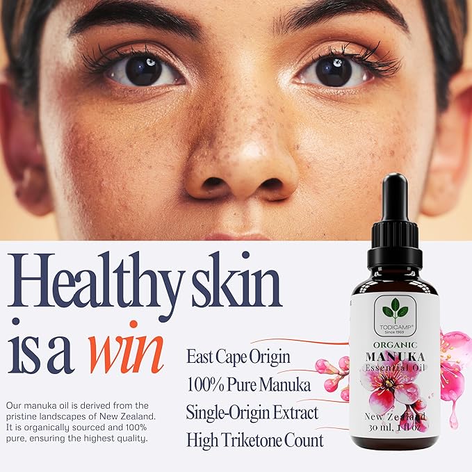 100% Pure Manuka Oil from New Zealand | Therapeutic-Grade Essential Oil for Wound Care, Skin Soothing, Nail & Scalp Health | Organic, Undiluted, Cold-Pressed Manuka for Face, Hair & Body
