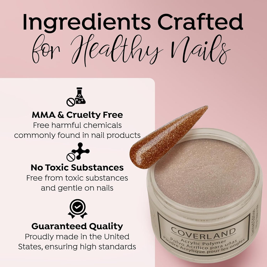 Tones Coverland Acrylic Nail Powder "Golden Touch" - Limited Edition Acrylic Powder for Nail Design, Sculpting, and Masking Nail Bed Imperfections - Professional Acrylic Nail Supplies - (1.5 Oz)