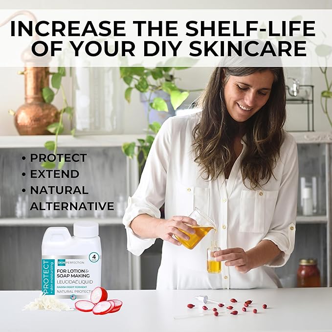 Skin Perfection Leucidal Liquid - Natural Preservative for Lotion Making - DIY Lotion Making Supplies Natural Preservatives for Cosmetics & Compatible with Lotion-Making Serums - 4oz