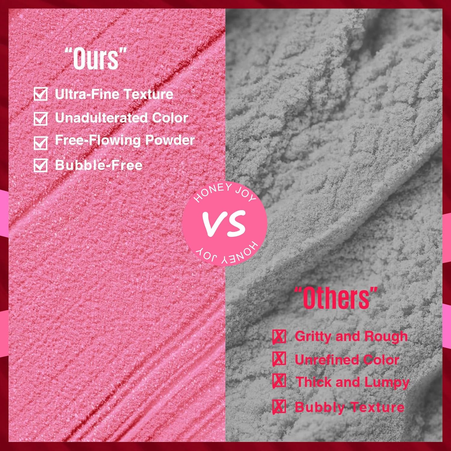 Honey Joy Dip Powder Nail Kit Starter, 4 Colors Dark Red Hot Pink Fine Dipping Powder Liquid Set with Base Top Coat Activator for Nail Art Manicure Salon DIY No LED Nail Lamp Needed, Dip-7pcs-No.20