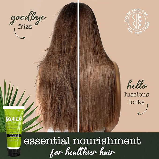 SAUCE BEAUTY Deep Conditioning Hair Mask (3.4 Fl Oz) Guacamole Whip Hair Mask for Damaged Hair & Frizz Control with Avocado, Honey, Monoi & Argan Oil, All Hair Types