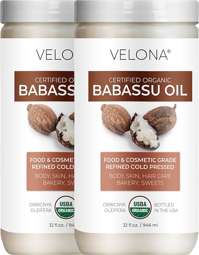 velona Babassu Oil USDA Certified Organic - 64 Fl Oz | 100% Pure and Natural Carrier Oil | Refined, Cold Pressed