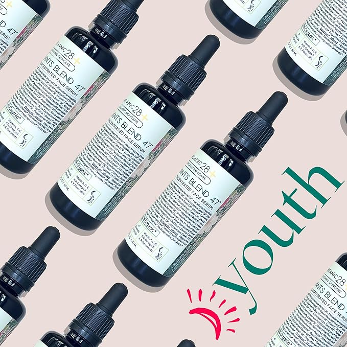 Organic28. 100% Organic Antioxidant Serum – USA Made. 47 Botanicals. Concentrated Rejuvenating Serum For Face & Décolletage. Rich Vitamins Organic Moisturizer. Aromatherapy: Bulgarian Rose.2 Fl. Oz