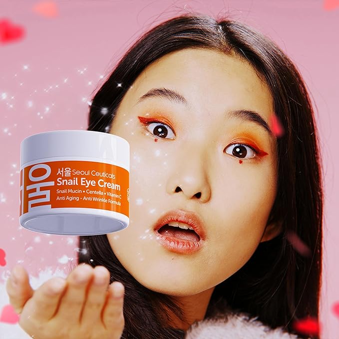 SeoulCeuticals Korean Snail Mucin Eye Cream - 97.5% Snail Filtrate K Beauty Anti Aging Under Eye Anti Wrinkle Eye Treatment Cream 0.5oz