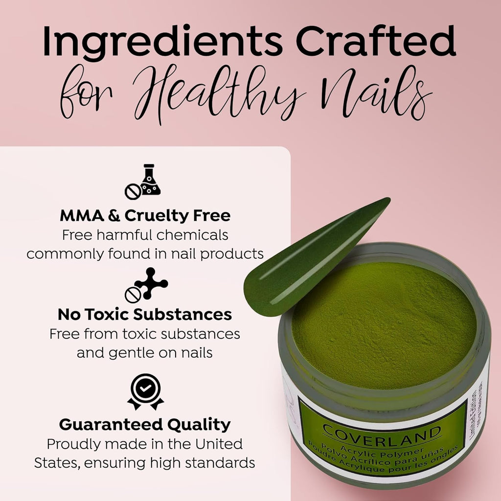 Tones Coverland Acrylic Nail Powder "Mistletoe" - Limited Edition Acrylic Powder for Nail Design, Sculpting, and Masking Nail Bed Imperfections - Professional Acrylic Nail Supplies - (1.5 Oz)