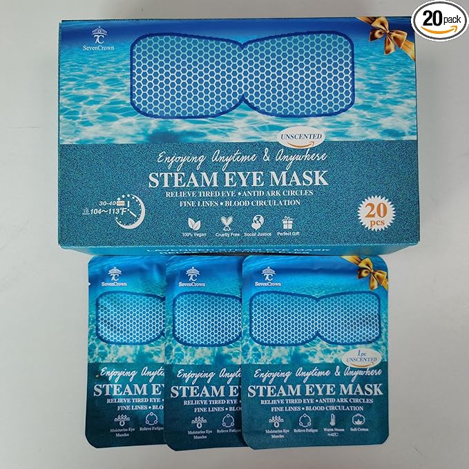 Steam Eye Mask for Travel Essentials,Unscented Sleep Mask Warm Compress for Eyes, Heated Eye Masks for Reduce Puffiness & Dark Circles & Restful Sleep,Self Care SPA Relaxation Gifts for Women 20 Packs