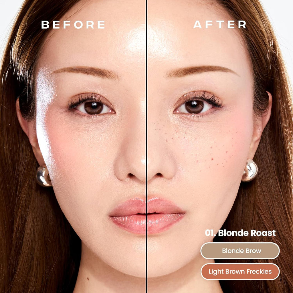 Sacheu Brow & Freckle STAY-N Tinted Eyebrow Gel & Faux Freckle Pen — 2-in-1 Longwear Water Resistant Brows Tint, Cruelty-Free & Vegan, Blonde Roast