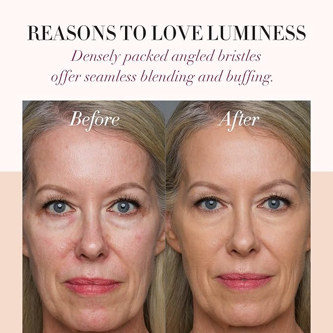 LUMINESS Dual-Sided Angled Buffing Brush - Cruelty-Free Synthetic Bristles Ideal for Foundation & Primer - Soft Fibers Gives Silky Touch on Skin & Creates Flawless Base with Perfect Finish