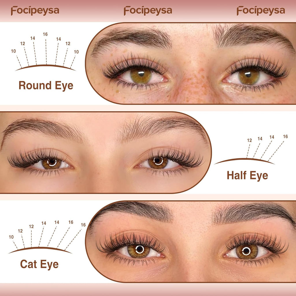 Focipeysa Wispy Lash Clusters Natural Black Cluster Eyelashes Clear Band Lash Extensions 10-16mm Mix Length Cluster Eyelash Extension C Curl Individual Lashes Soft Cluster Lash for Beginners