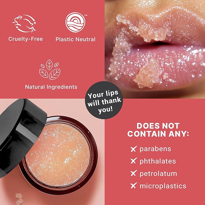 Lip Scrub Exfoliator Berry - USA Made Sugar Lip Scrubber with Natural & Organic Ingredients
