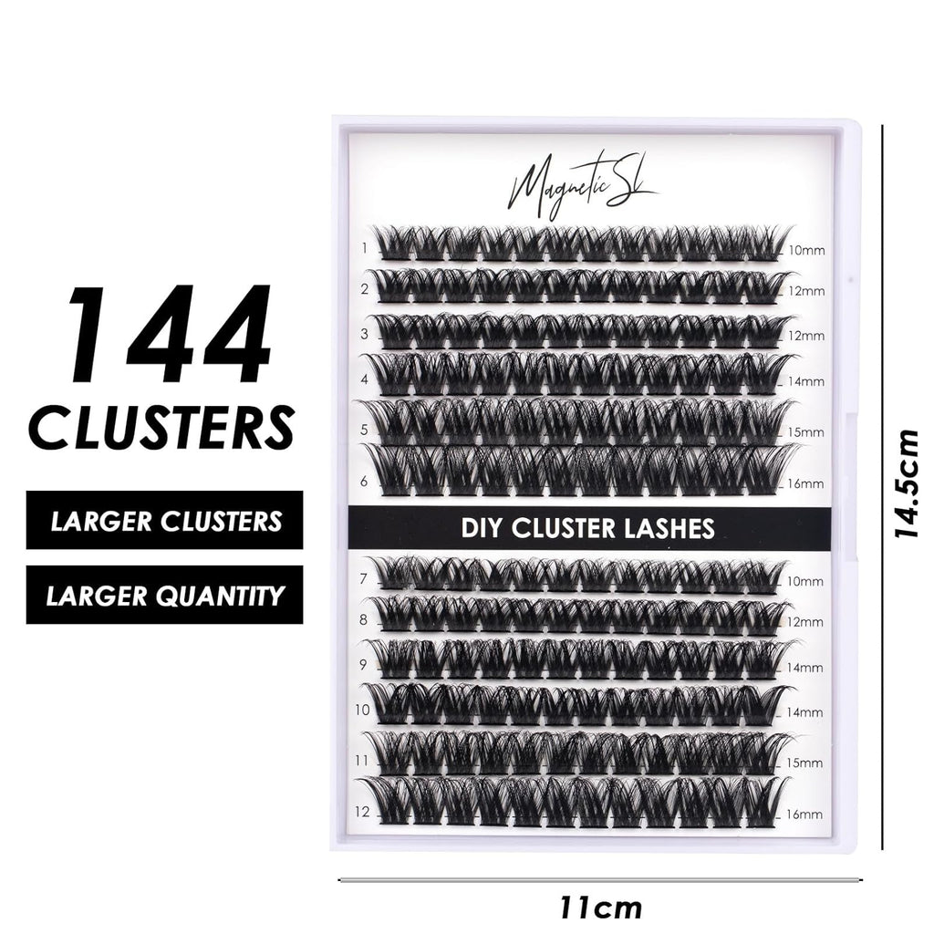 Lash Clusters 144 Pcs Individual Lashes Clusters Eyelash Extensions False Eyelashes DIY Lash Extension Reusable False Eyelashes Natural Look Mix 10-16mm C D Curl-DM27