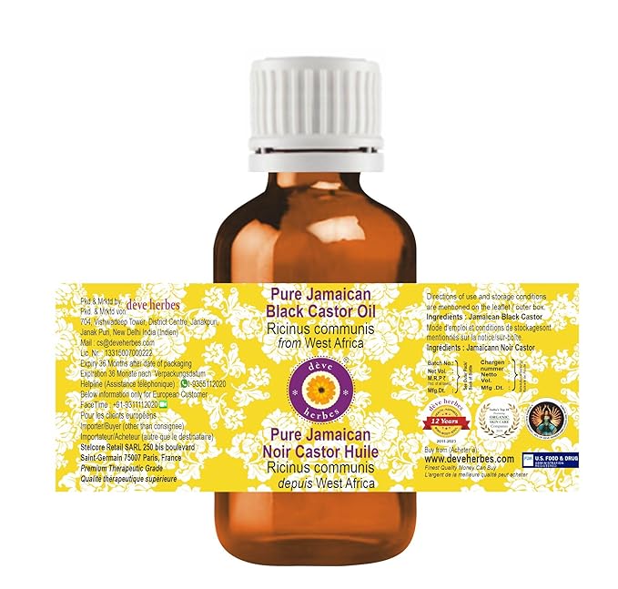 Deve Herbes Pure Jamaican Black Castor Oil (Ricinus communis) Infused 30ml (1 oz)