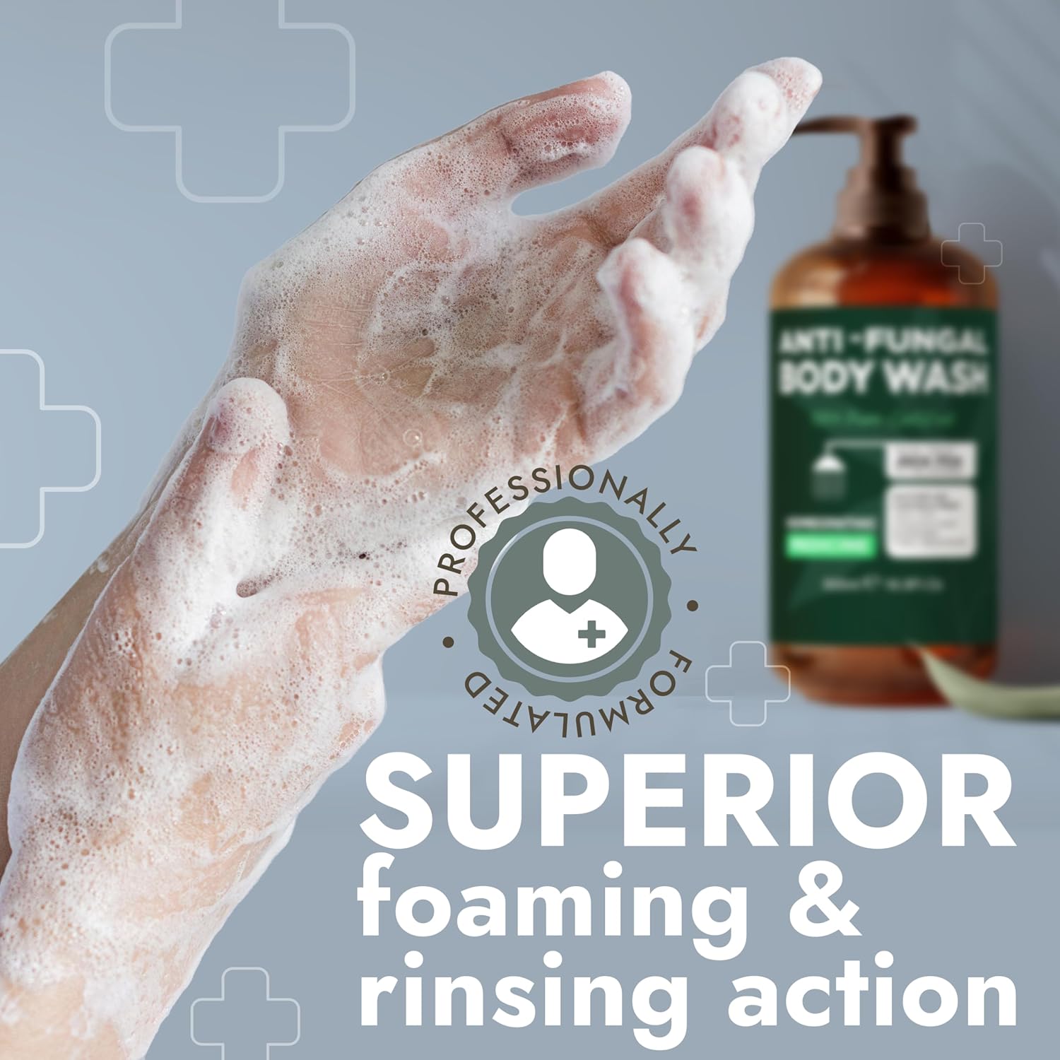 Terramed Just Think Comfort Antifungal & Antibacterial Soap & Body Wash with Tea Tree Oil | Treats Ringworm, Back Acne, Eczema & Jock Itch | Antibacterial Body Soap For Men And Women (16.9 oz)