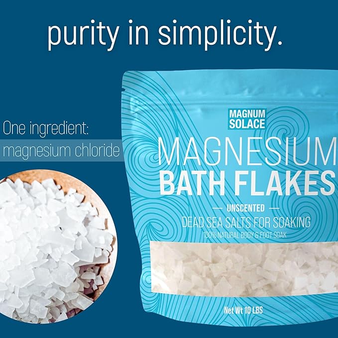 Magnesium Flakes for Bath - Magnesium Chloride Flakes - Dead Sea Salts for Soaking, 5.0 LBS