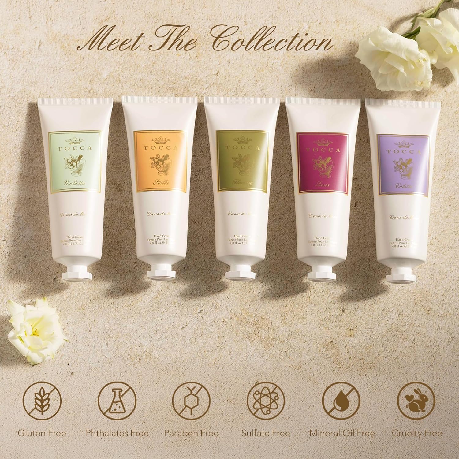 Tocca Crema de Mano Luxe, Florence Hand Cream, 4 oz - Bergamot, Pear, Gardenia - Moisturizing, Quick Absorbing