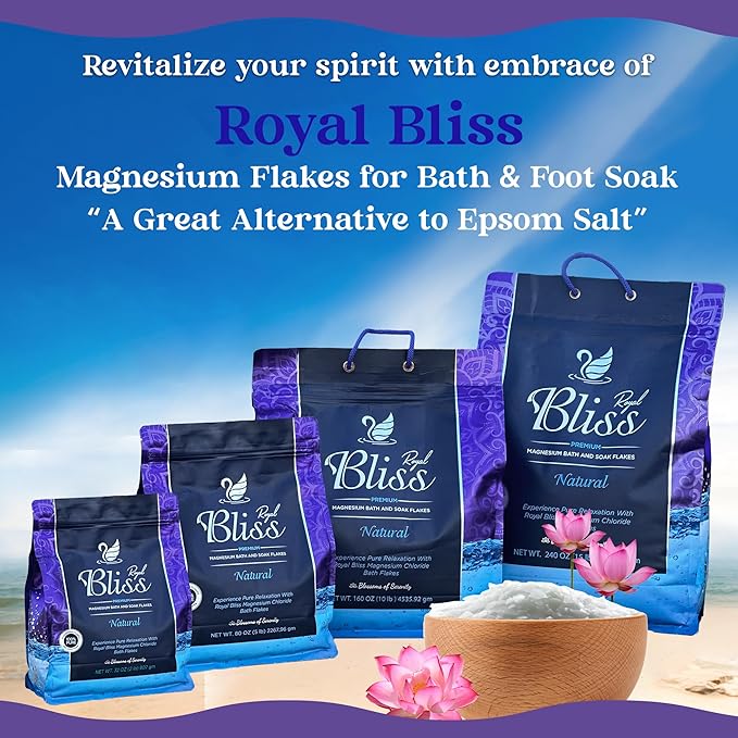 Magnesium Bath & Foot Soak Flakes, Epsom Salt Alternative, High-Absorption Minerals, Natural Salts for Relaxation, Wellness & Muscle Relief, Ideal for Soaking, Recovery, and Stress Relief 15 LB