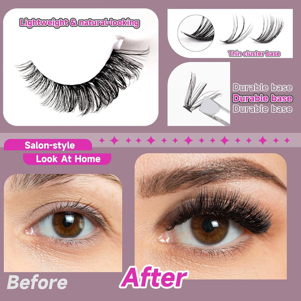 Lash Extension 320 Pcs Individual Lashes Cluster Natural DIY Eyelash Extension Lash Clusters 10-16mm Length Mix 30D+40D Soft Eyelash Extensions for Makeup at Home (30+40D-0.07-10-16MIX)