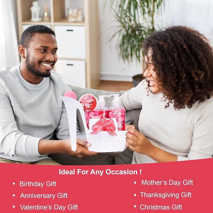 Draizee Mothers Day Gifts for Mom - Spa Gift Baskets for Women - 8 Pcs Luxury Cherry Blossom Scented Heel Shoe Design Bath and Body Spa Set-Self Care Package for Women, Presents for Mom, Body Care Set