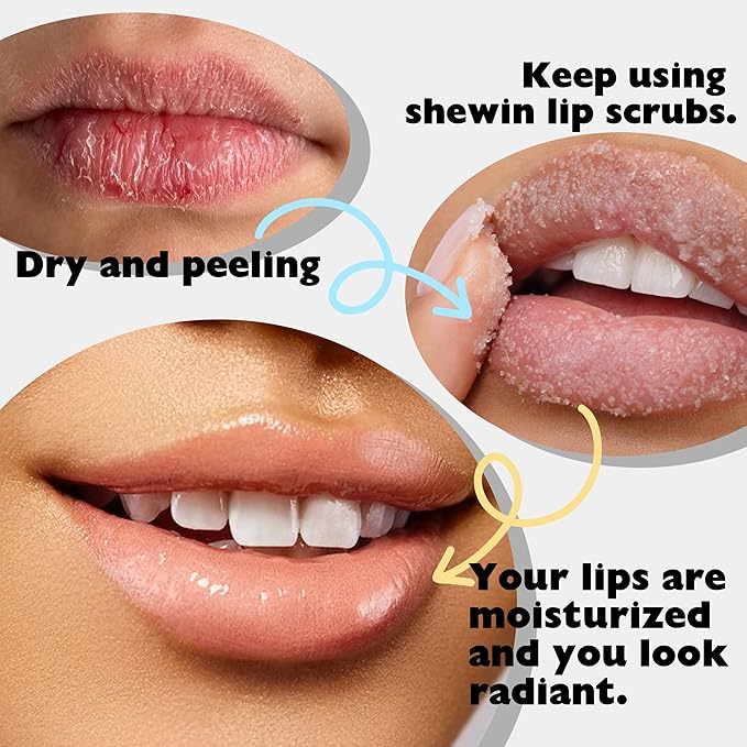 Sugar Lip Scrub Exfoliator: 3-in-1 Lip Therapy Hydrating Lip Balm for Soft Nourished Flake-Free Lips One-Step Prep 0.1 oz (3g, Peach)