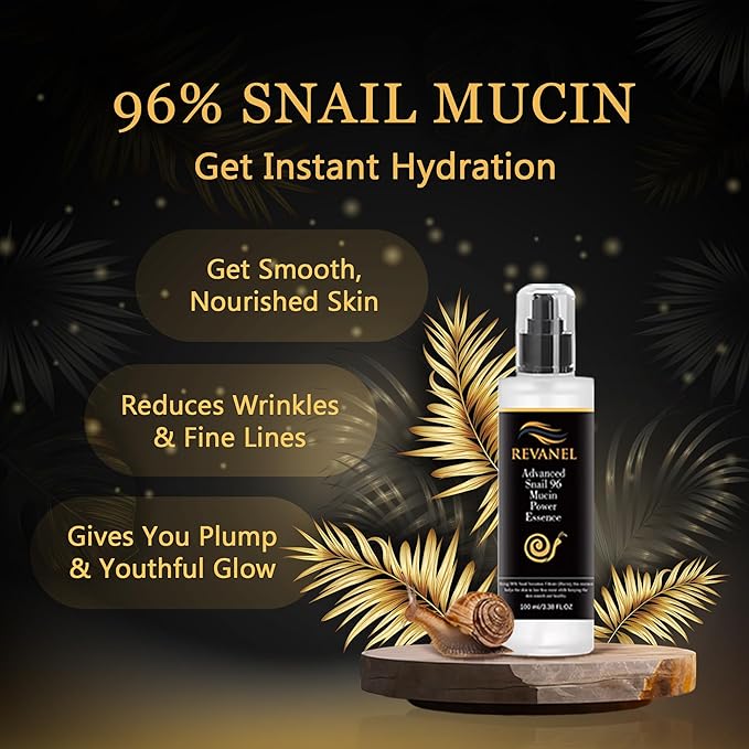 Snail Mucin 96% Power Essence, 100ml Hydrating & Repairing Facial Serum for All Skin Types, Korean Skincare Product for Hydrating, Healing No Parabens & Cruelty-Free
