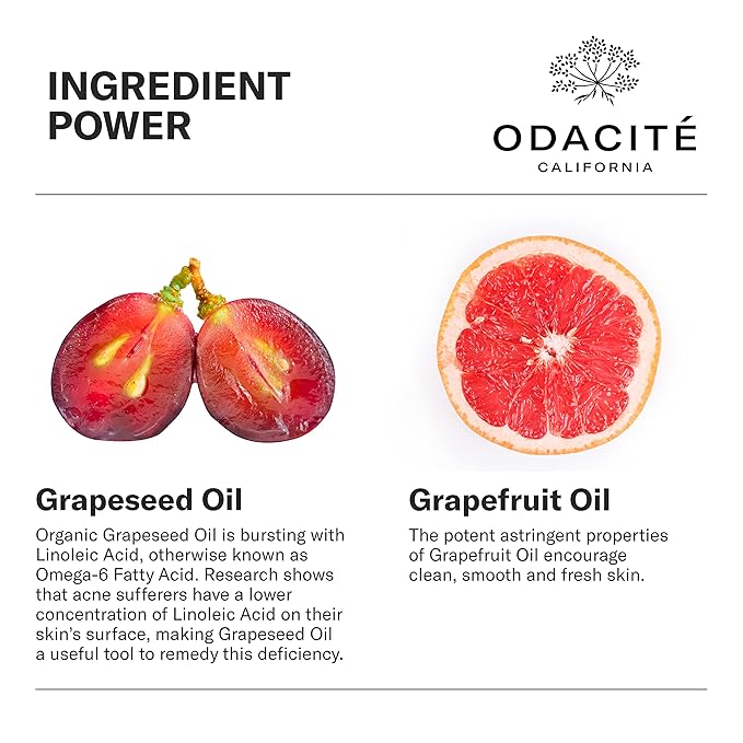 Odacité Acne Serum Concentrate for Face, Pore Cleanser Facial Oil for Skincare with Grapeseed + Grapefruit - Blackhead Remover & Oily Blemish Prone Skin Facial Serum Moisturizer Oil, 0.17 fl. Oz