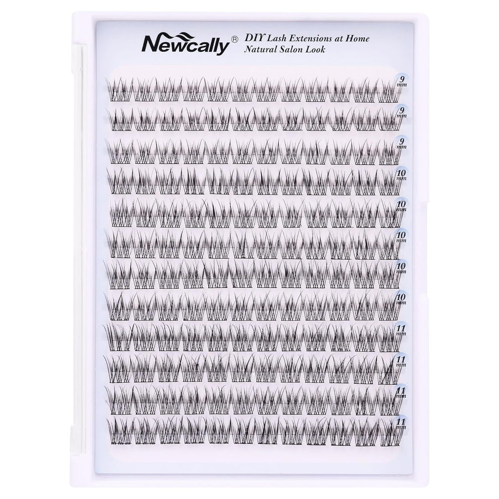 Natural Lash Clusters DIY Eyelash Extension Wispy 144 Pcs Individual Cluster Lashes Extension at Home C-curly 9-11MM Eyelash Cluster Faux Mink False Lashes by Newcally