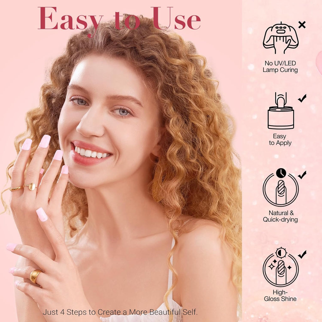 AZUREBEAUTY Jelly Dip Powder Nail Kit, Transparent Glitter Nude Pink Sheer Peach Neutral 4 Colors Dipping Powder Liquid Set with Base/Top Coat Activator for French Nail Art Manicure DIY Home Gifts