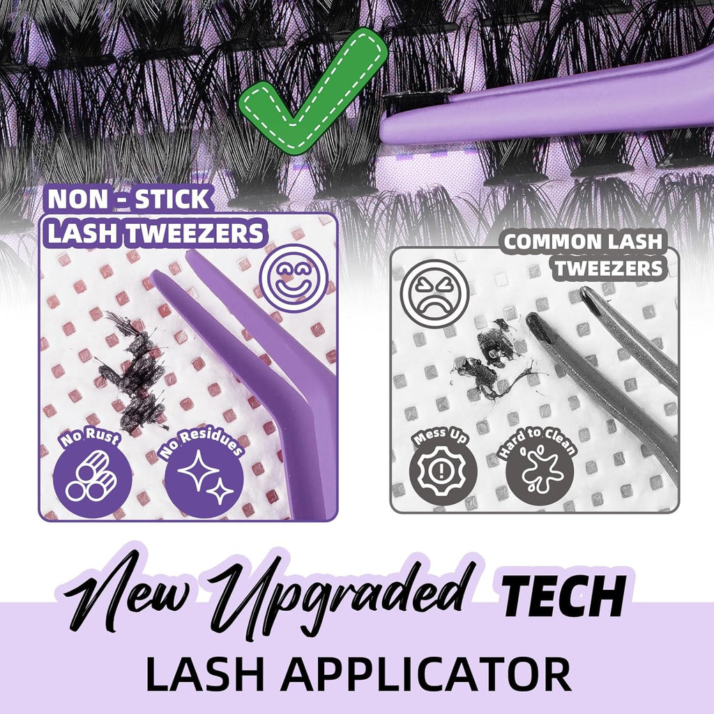 B&Qaugen Lash Extension Kit 280Pcs Volume Individual Lashes Kit Superfine Individual Eyelashes 10-18mm Soft D Curl Eyelash Clusters Kit with Bond and Seal Tweezers for Self Use （Kit，70D-10-18MIX）