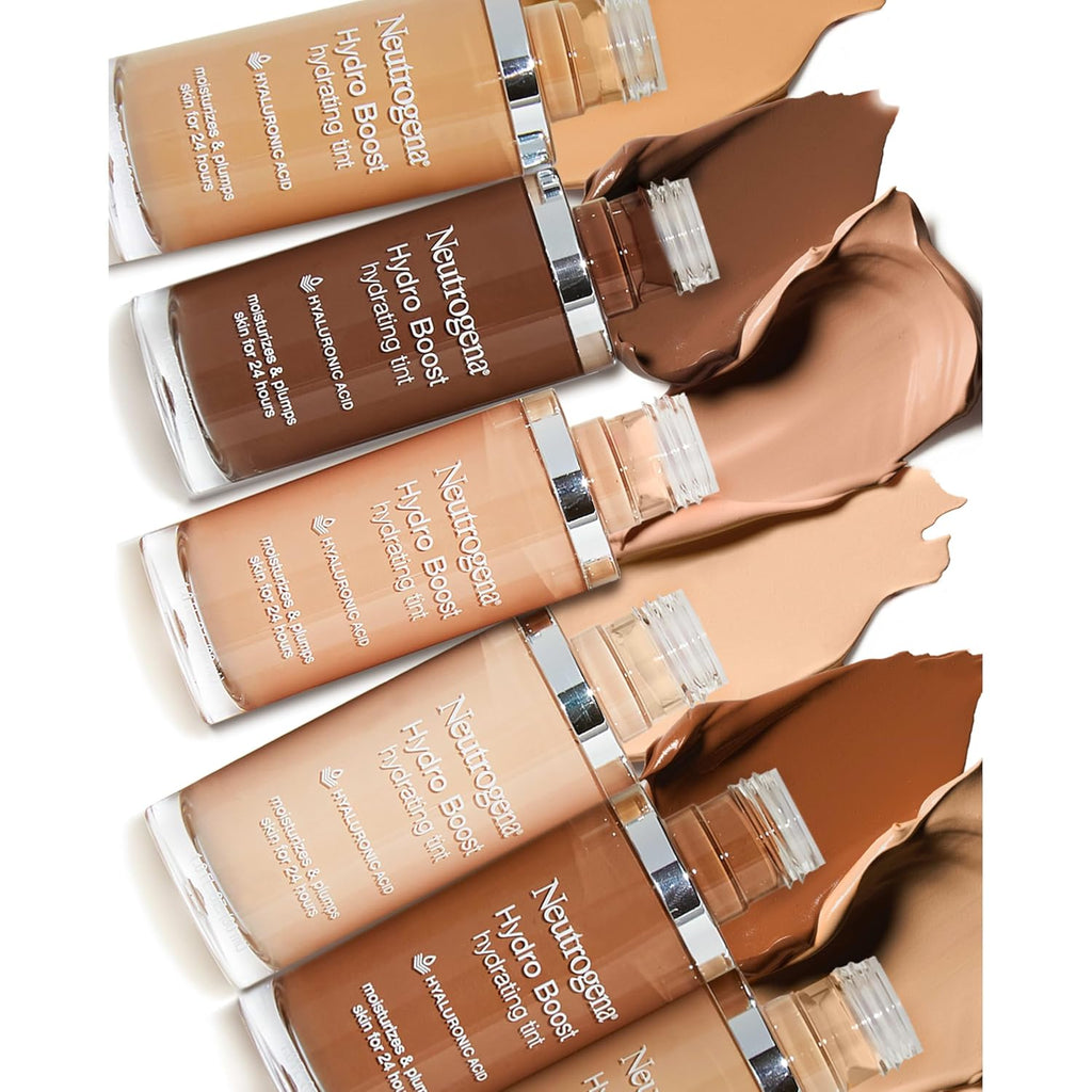 Neutrogena Hydro Boost Hydrating Tint Foundation Makeup for Dry Skin, with Hyaluronic Acid, Lightweight Oil-Free Water Gel, Non-Comedogenic 10 Classic Ivory, 1.0 fl. oz