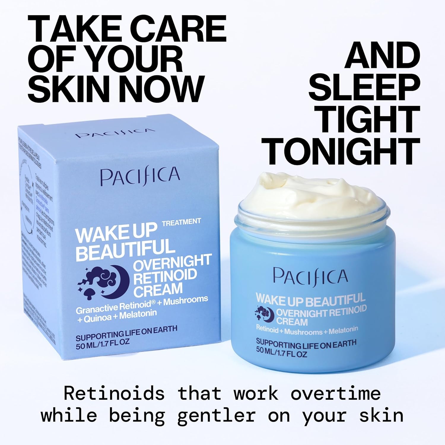 Pacifica Wake Up Beautiful Retinoid Night Cream – Overnight Anti-Aging Moisturizer with Hyaluronic Acid & Melatonin, Reduces Wrinkles & Fine Lines, Hydrating and Gentle for Dry or Mature Skin, Vegan