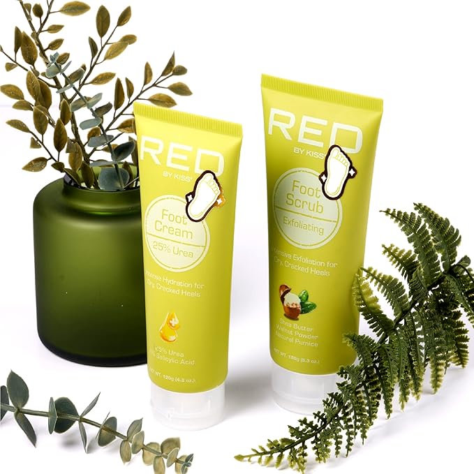 RED by Kiss Foot Scrub for Dead Skin – Exfoliates, Moisturizes, Nourishes Dry and Cracked Heels, Use with Foot Scrubber for Pedicure 5.3 oz.