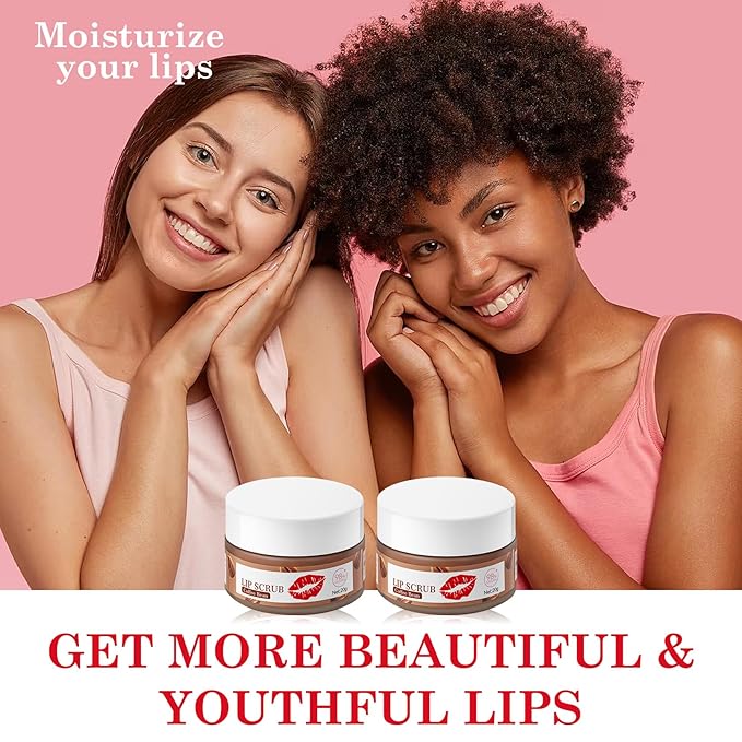 2 Pack Coffee Bean Lip Scrub Set,Long Lasting Moisturizing Lip Scrubber Exfoliator, Cleansing Hydrating Lip Exfoliator Scrub and Moisturizer Kit for Chapped Dry Lips