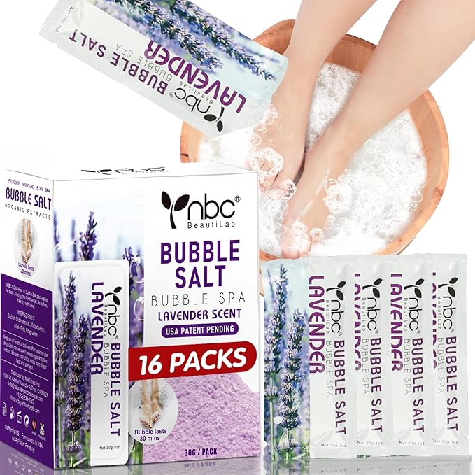 Pedicure Foot Soak, Foot Spa Soak, Pedicure Kit, Bubble Foot Bath For Tired & Dry Cracked Feet, Athletes Feet, Odor Foot and Softens Calluses, Foot Soak 16 Packs A Box, Lavender