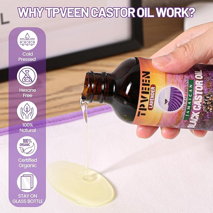 Cold Pressed Organic Castor Oil in Bottle,Hexane Free Castor Oil, Gift for Body.