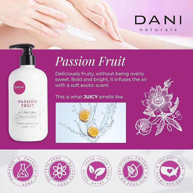 Naturals Hand & Body Lotion - Juicy Passion Fruit Scented, Deep Hydration for Dry & Dull Skin with Shea Butter, Aloe Vera & Vitamin E, Vegan, Paraben-Free, 12 Oz