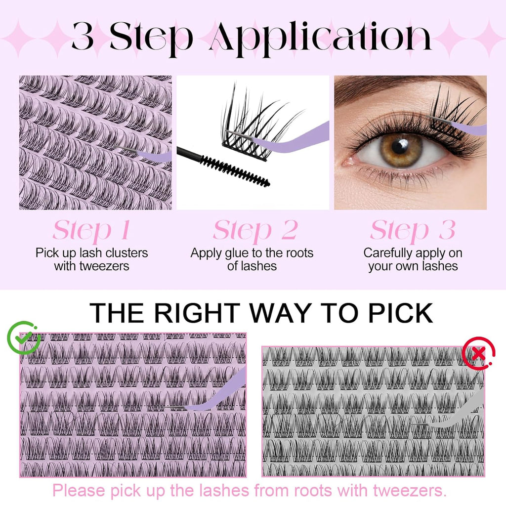 Nature Look DIY Lashes Individual Lashes Matte Black Cluster Eyelash Extensions Cluster Eyelashes,SLYW,9-12mm