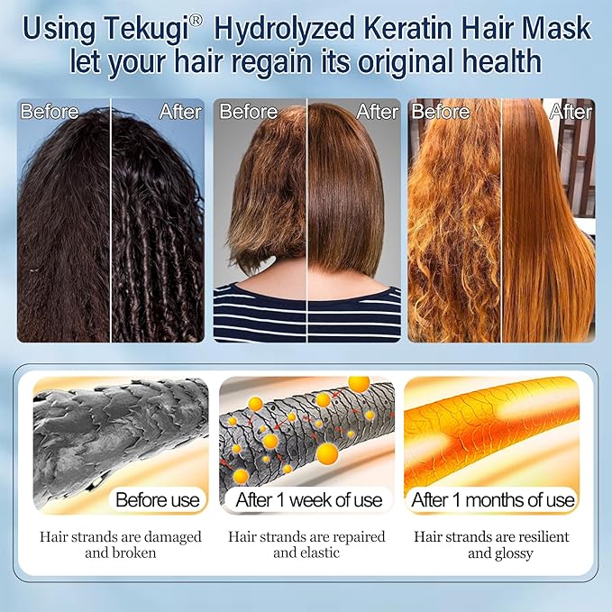 Hydrolyzed Keratin Hair Mask | Pure Plant Keratin Treatment at Home | Deep Moisture Repair Deep Conditioning for Dry, Damaged, Curly, Oily, Frizzy Hair Protein Mask