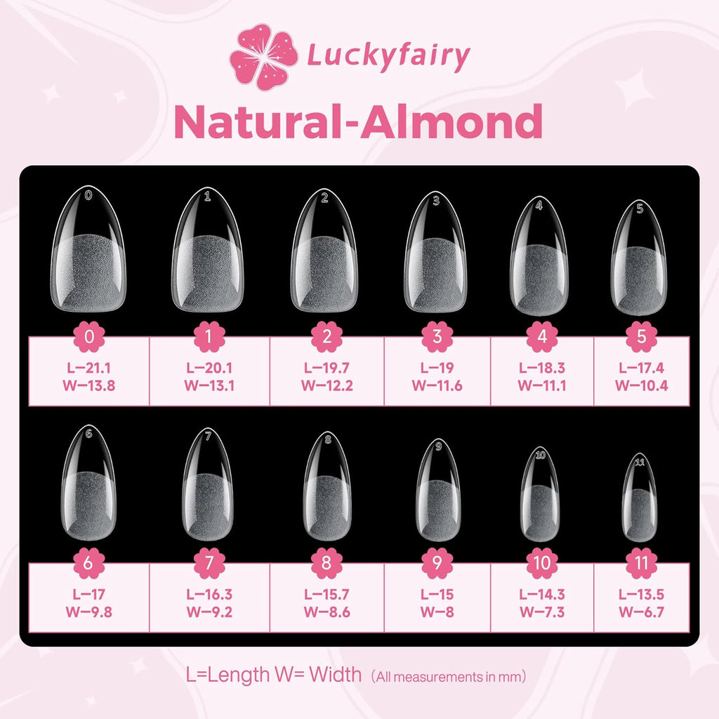 Almond Nail Tips: 240pcs Pointed Almond Soft Gel Nail Tips, Pre-shape Short Nails, Half Matte Full Cover Clear Acrylic Fake Press On Nails for Nail Extension Home Nail Art 12 Sizes Gelly Tips