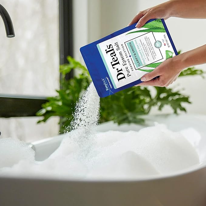 Dr Teal's Pure Epsom Magnesium Salt Soak, Clarify & Smooth with Witch Hazel & Aloe Vera, 3 lbs (Pack of 4)