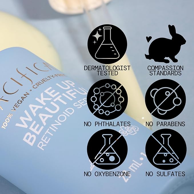 Pacifica Retinol Serum for Face - Wake Up Beautiful Retinoid Night Face Serum - Anti-Aging Skin Care & Skin Brightening - Retinol, Collagen & Antioxidants Vegan & Cruelty-Free Dermatologist Tested