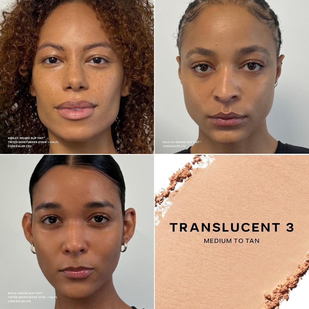 Saie Slip Tint Baked Setting Powder - Translucent Powder for Face Makeup with a Natural-Radiant Finish - Blurs, Brightens & Smooths Complexion - Translucent 3 - Medium to Tan (0.24 oz)