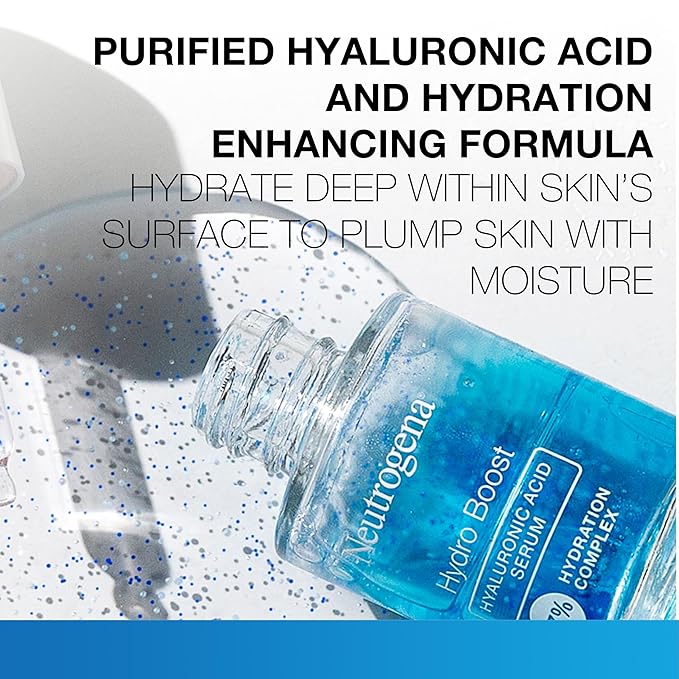 Neutrogena Hydro Boost Hyaluronic Acid Serum For Face, Lightweight Daily Hydrating Serum To Revive Dry Skin, Oil-Free, Non-Comedogenic, Fragrance Free, 1 oz