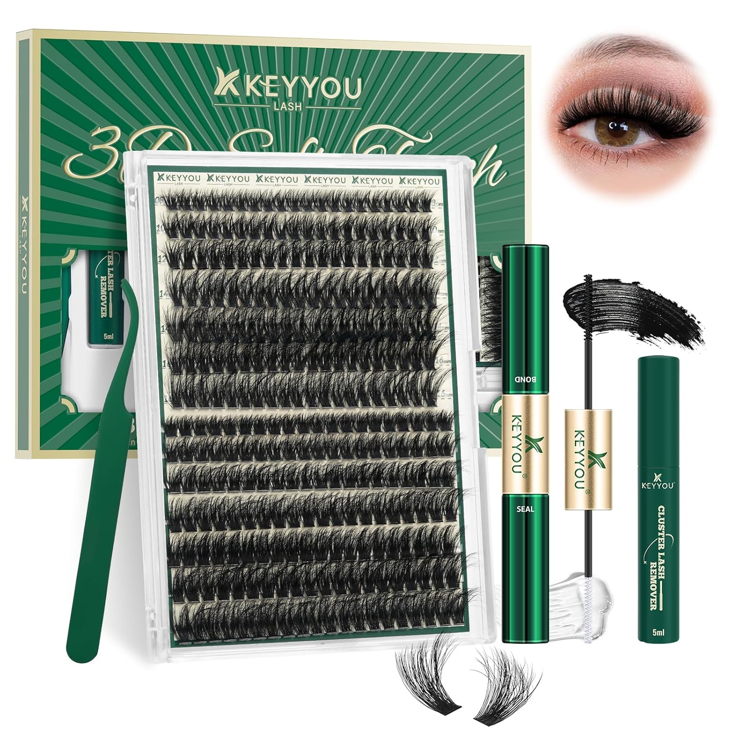 Clusters Kit 3D Effect Eyelash Clusters Kit 280pcs 80D100D 8-16MIX D Curl Individual Lashes Kit Wispy Lashes Volume Cluster Lashes Kit Natural Soft (3D Kit-80D100D-D-8-16MIX)