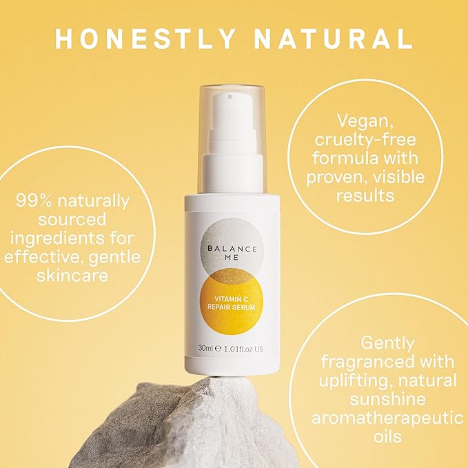 Balance Me Vitamin C Repair Serum, With Hyaluronic Acid, Reduce Age Spots & Hyperpigmentation, Anti-Ageing & Hydrating Face Serum – 100% Natural, Vegan & Cruelty Free, Made in UK, 1.01 Fl Oz