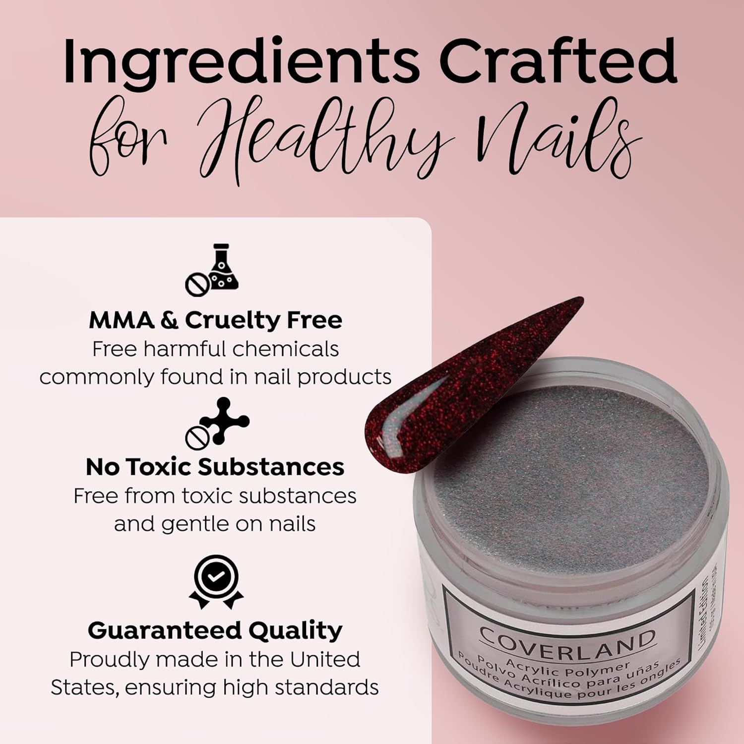 Tones Coverland Acrylic Nail Powder "Love Potion" - Limited Edition Acrylic Powder for Nail Design, Sculpting, and Masking Nail Bed Imperfections - Professional Acrylic Nail Supplies - (1.5 Oz)