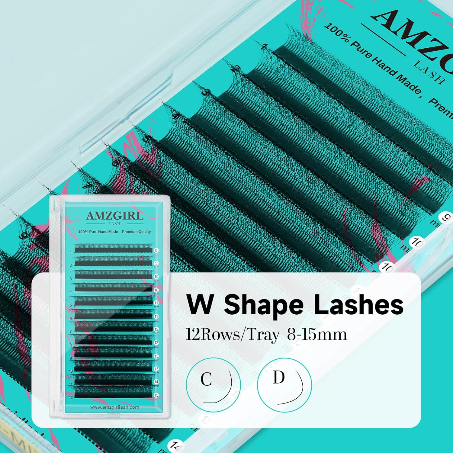 Eyelash Extensions 5DW C Curl,Lash Extensions Mixed Tray Supplies Individual Lashes Premium Classic Lash Soft Matte Dark Professional Eyelashes Extension(8-15mm)