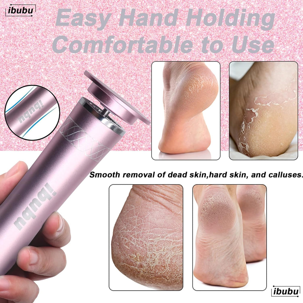 Upgrade Electric Feet Callus Remover Professional Powerful Foot File Pedicure Grinder Sanders 24V Power 1200RPM Speed Adjustable for Dead Dry Crack Skin Calluses (Pink)