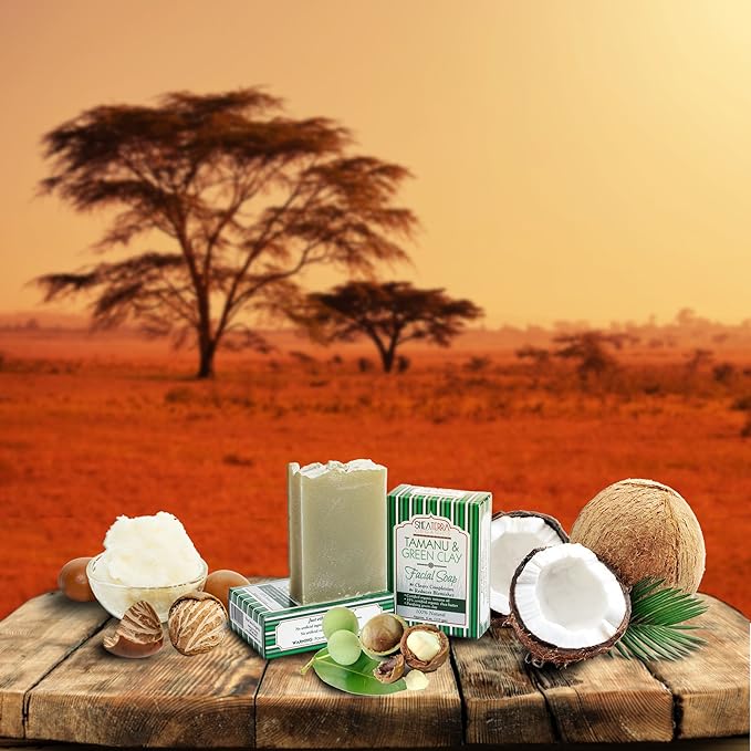 Shea Terra Organics Tamanu & Green Clay Purifying Facial Cleansing Soap | Anti-Aging Blemish Reduction Wonder Soap | All Skin Types - 4 oz