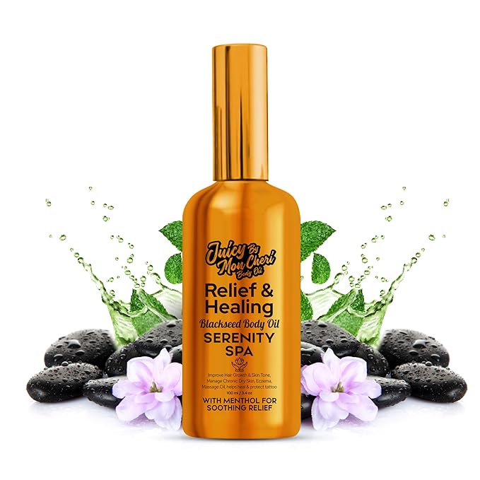 Body Oil Spray - Natural Black Seed, Olive & Vitamin E for Scar Repair, Eczema, Psoriasis, Rosacea, Moisturizing & Hair Growth (1 oz., Serenity Spa)